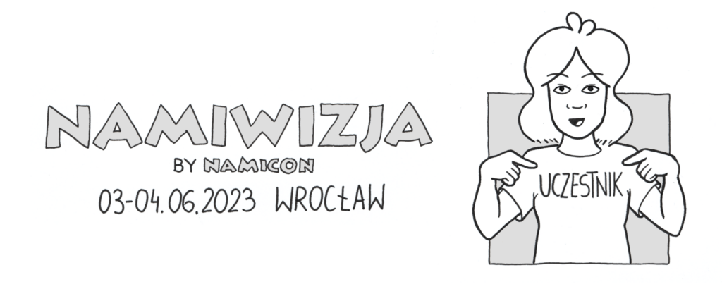 Logo konwentu Kapitularz, który odbywał się 02-04.09.2022 w Łodzi. Wystąpiłam tam jako uczestniczka, dlatego jestem narysowana w koszulce z napisem "Uczestnik", na którą entuzjastycznie wskazuję obydwoma rękami!